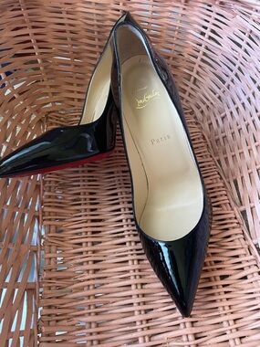 Christian Louboutin Black Patent Pointed-Toe Pumps